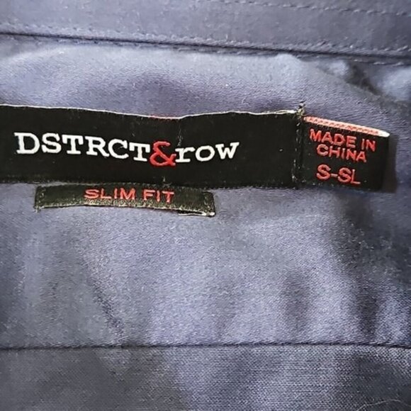 District & Row Slim Fit Button Front Shirt Men's Size Small in Navy Blue NWT! - Picture 6 of 13